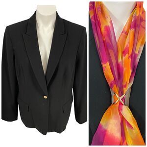 Calvin Klein Blazer Womens Sz 14 Black Basic Capsule Officecore Jacket Corpcore